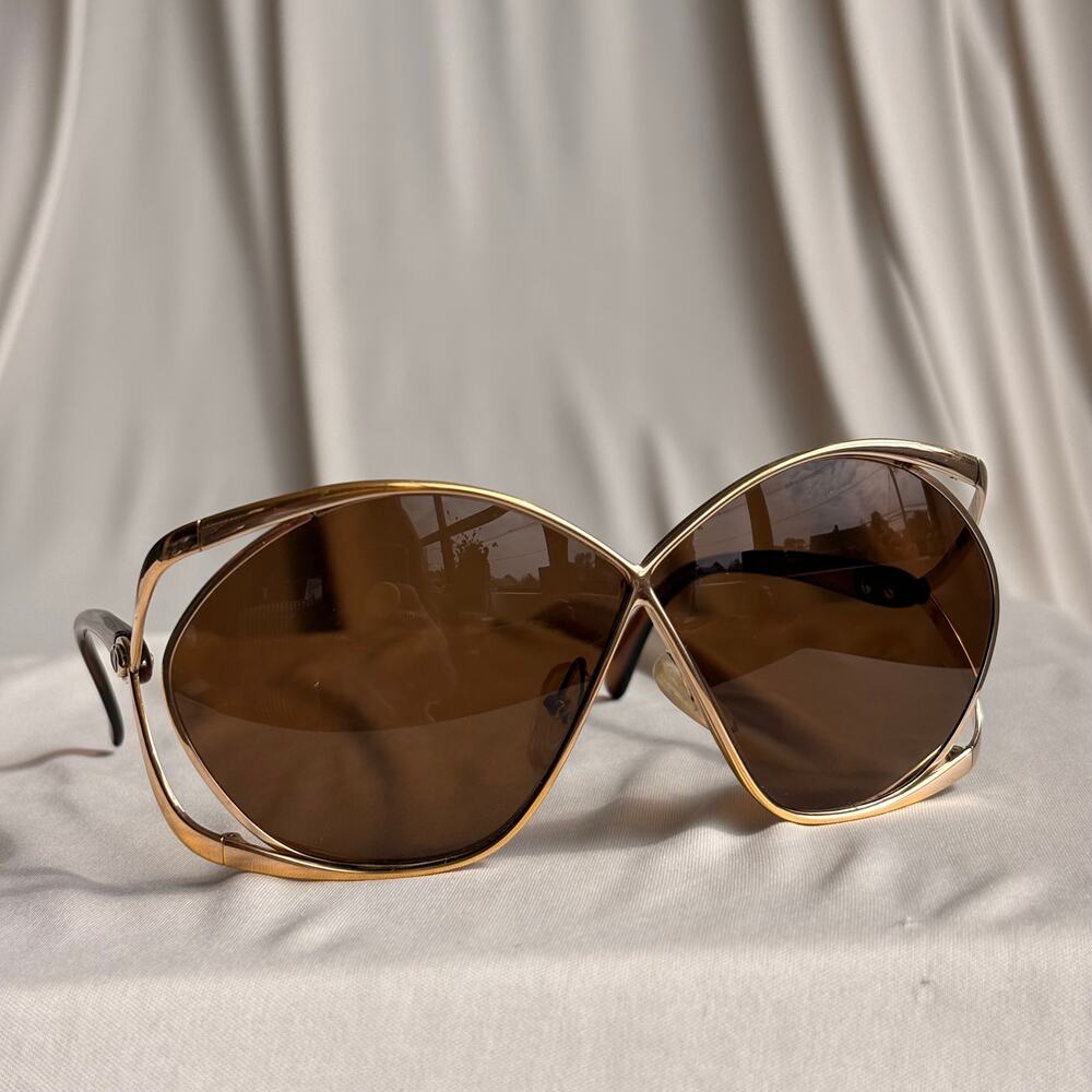 Vintage 1980s Christian Dior 2056 Butterfly Sunglasses - Gold
